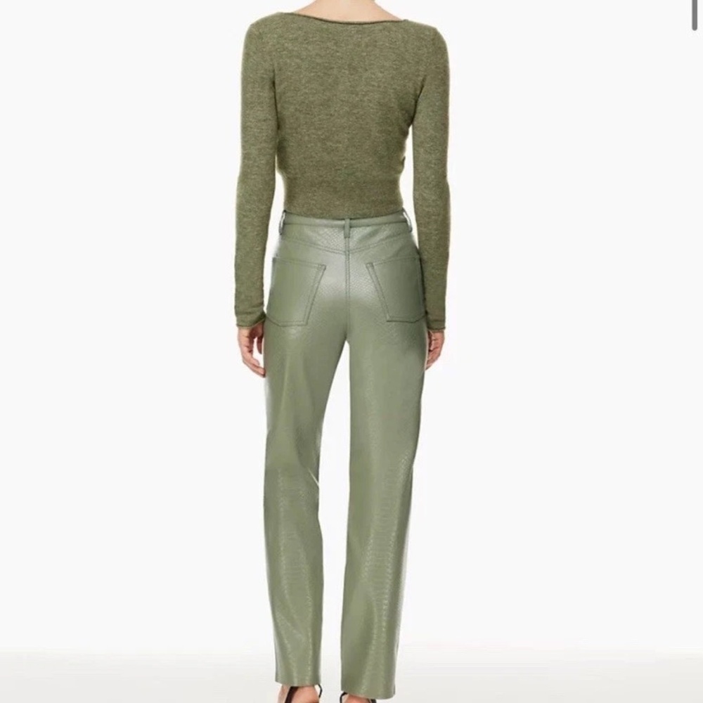 Wilfred Olive Green Straight Leg Pants faux leather sz 2 - Picture 3 of 13